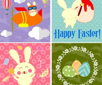Easter Background Templates Design With Egg And Bunny