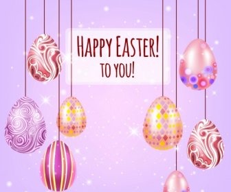 Easter Banner Colorful Hanging Eggs Decoration