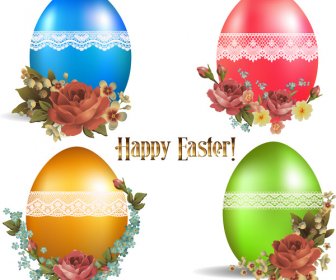 Easter Card Design With Colorful Easter Eggs
