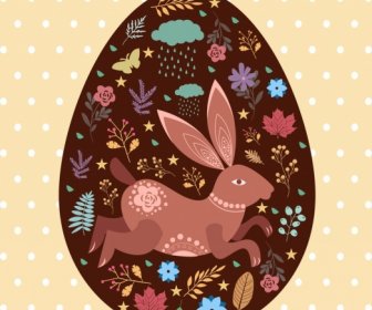 Easter Egg Background Rabbit Flowers Pattern Decor