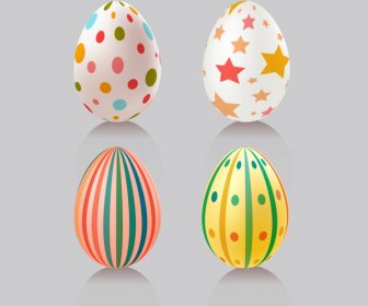  Ikon Telur Paskah Menetapkan Dekorasi Pola Berulang Modern Yang Elegan