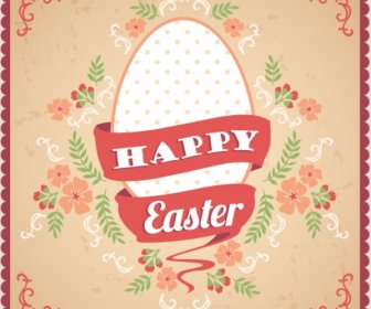 Easter Greeting Card With Floral Design