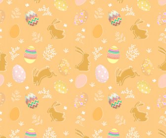  Easter Pattern Template Modern Repeating Rabbits Eggs Leaf Decor