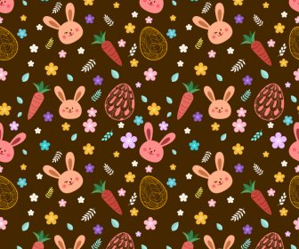  Easter Pattern Template Rabbit Heads Eggs Carrot Flowers Decor