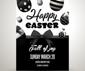 Telur Paskah Poster Simpul Dekorasi Hitam Putih Desain