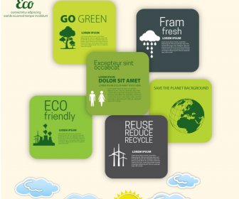 Projeto De Bandeira Eco Com Infográfico Ilustração De Modelo