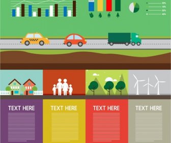Eco Banner Vector Illustration With Infographic And Charts