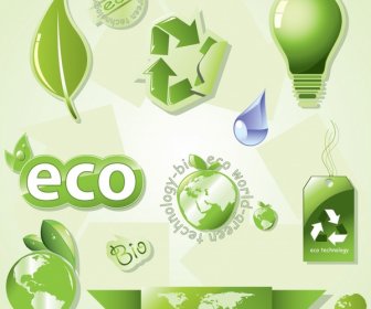 Elementos De Diseño Ecológico Símbolos Verdes Decoración