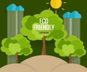Eco Przyjacielski Miłość Natura Wektor Szablonu