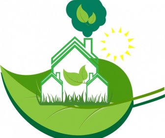 Eco Home Banner Green Leaf And White House