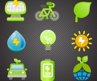 Eco Icons Collection With Multi Shapes Illustration