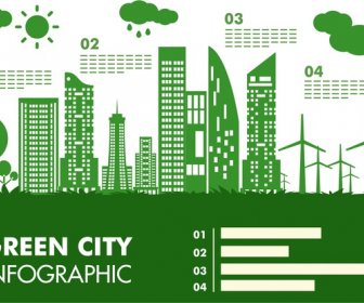 Eco Infográfico Bandeira Verde Cidade Design