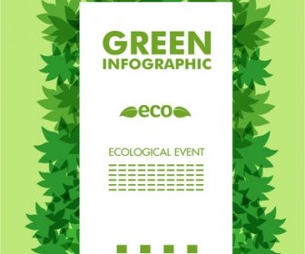 Eco Infographic แบนเนอร์สีเขียวใบประดับ