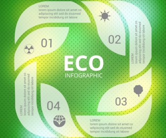 การออกแบบ Infographic Eco มีสไตล์รอบพื้นหลังสีเขียว
