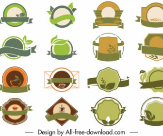Eco Labels Templates Collection Classic Flat Shapes
