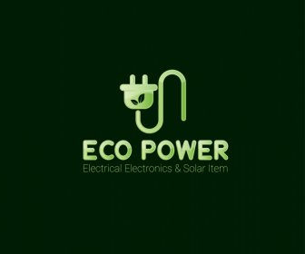 Eco Power Logotype Plug Sketsa Garis Listrik Desain Kontras Modern