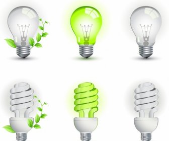 Ecological Lightbulbs Icon Set