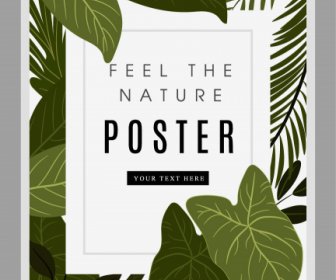 Template Poster Ekologis Dekorasi Daun Hijau Klasik