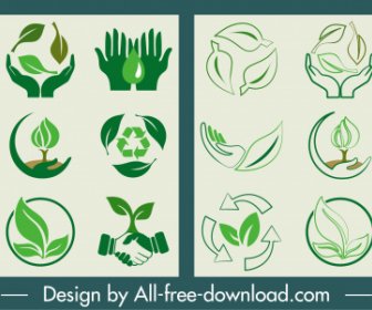 Ecological Sign Templates Handdrawn Environmental Elements Sketch