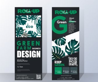 エコロジーバナーテンプレート緑葉装飾スタンド形状
