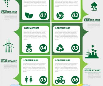 緑の色のインフォ グラフィック イラスト エコロジー バナー