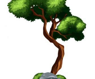 생태 디자인 요소 녹색 나무 스케치