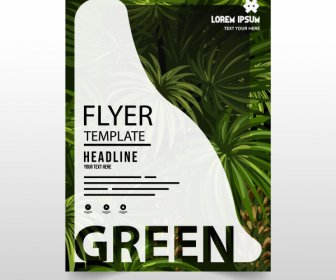 Ecology Flyer Cover Template Elegant Green Leaves Decor