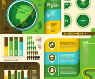 グリーン エコロジー インフォ グラフィック セット