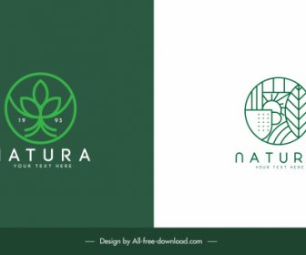 Ökologie-Logo-Vorlagen Flaches Design Grüne Naturelemente