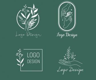 Ecology Logo Templates Leave Hand Sketch Handdrawn Design