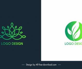 Ecology Logotypes Flat Green Leaf Sketch
