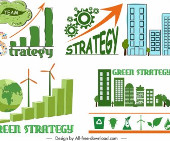 Elemen Desain Strategi Ekologi Sketsa Gear Bangunan Globe