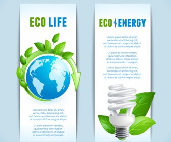 Ökologie Mit Energiesparenden Banner Vektor