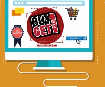 Ecommerce Banner Computer Mouse Icons Decor