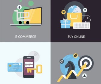 Elemen Pengembangan E-commerce Dengan Berbagai Jenis Ilustrasi