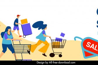 E-ticaret Web Sitesi Banner şablonu Alışveriş Yapanlar Eskiz