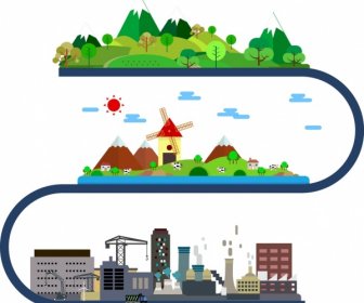 Ekosistem Konsep Desain Vertikal Infographic Pemandangan Gaya