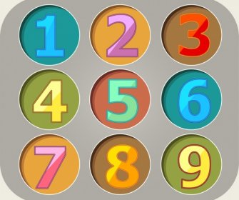 Education Backdrop Colorful Numbers Icons Circles Isolation