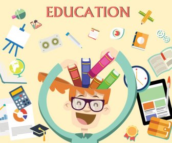 Education Concept Design With Funny Man Illustration