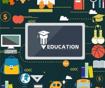 Education Design Elements Multicolored Objects Flat Design