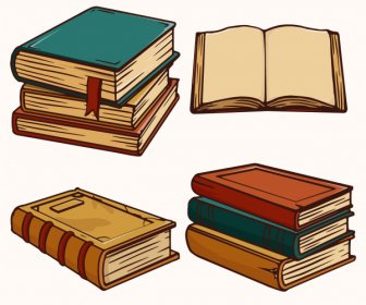 Elementos Educativos Libros Boceto Retro 3d