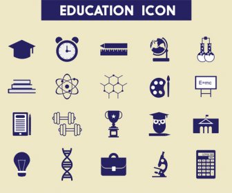 Education Icons Set Illustration With Colored Flat Style