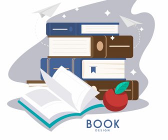 Eğitim Arka Plan Kitapları Elma Kroki Renkli Klasik