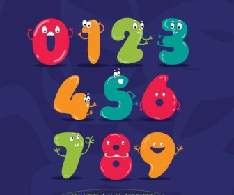 Educational Background Cute Stylized Numbers Icons