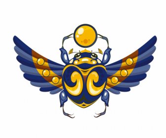 Ägypten-Symbol Bunte Geflügelte Insekt Skizze Symmetrische Dekor