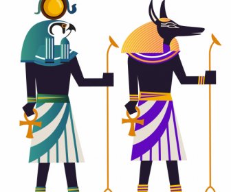 Mesir Legendaris Ikon Sketsa Manusia Hewan Kuno