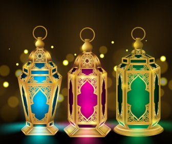 Eid Mubarak Colored Lights Vector