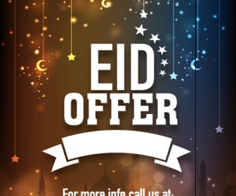 Eid Specjalna Oferta Sprzedaży Ulotkę Wektor Określone