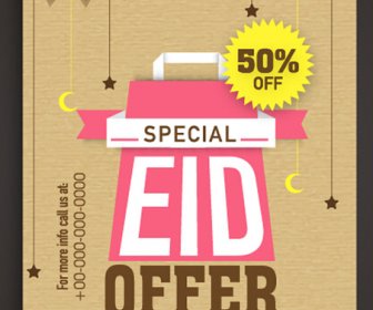 Eid Oferta Especial Venta Flyer Vector Set