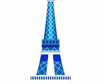 Elemento De Projeto Da Torre Do Eiffel Azul Plano Simétrico Contorno Simétrico
